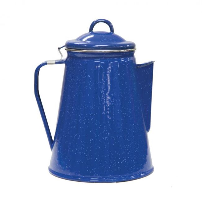 Enamel Percolator Coffee Pot & 4 Mug Set (Blue) - Image 4