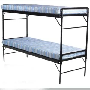 Army Style Steel Bunkable Beds with Retractable Legs (Set of 2 Beds)