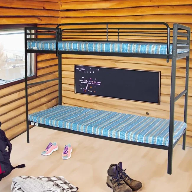 Camp Bunk Bed with 2 Guardrails and 2 Foam Mats 75" x 30"