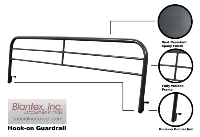 Guardrail for Blantex Bunk Bed Long Steel Hook-on 53" - Black - Image 3