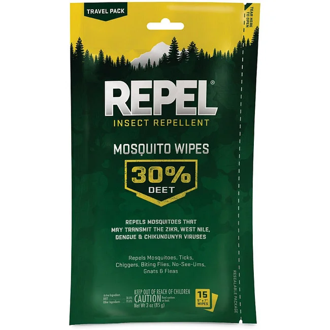 Repel Mosquito Wipes 30% Deet