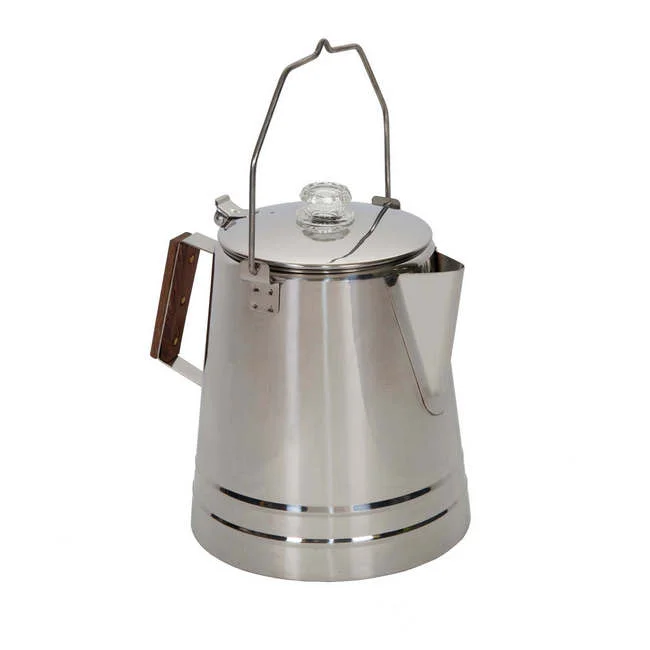 Stainless Steel Camping Percolator Coffee Pot - 9 Cups